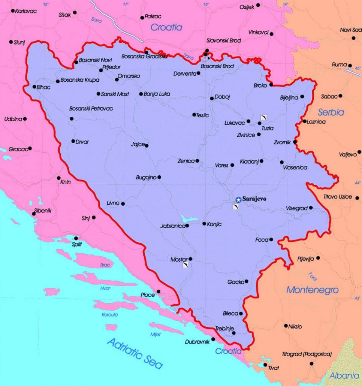 Bosnia eta Herzegovina mapa politikoa