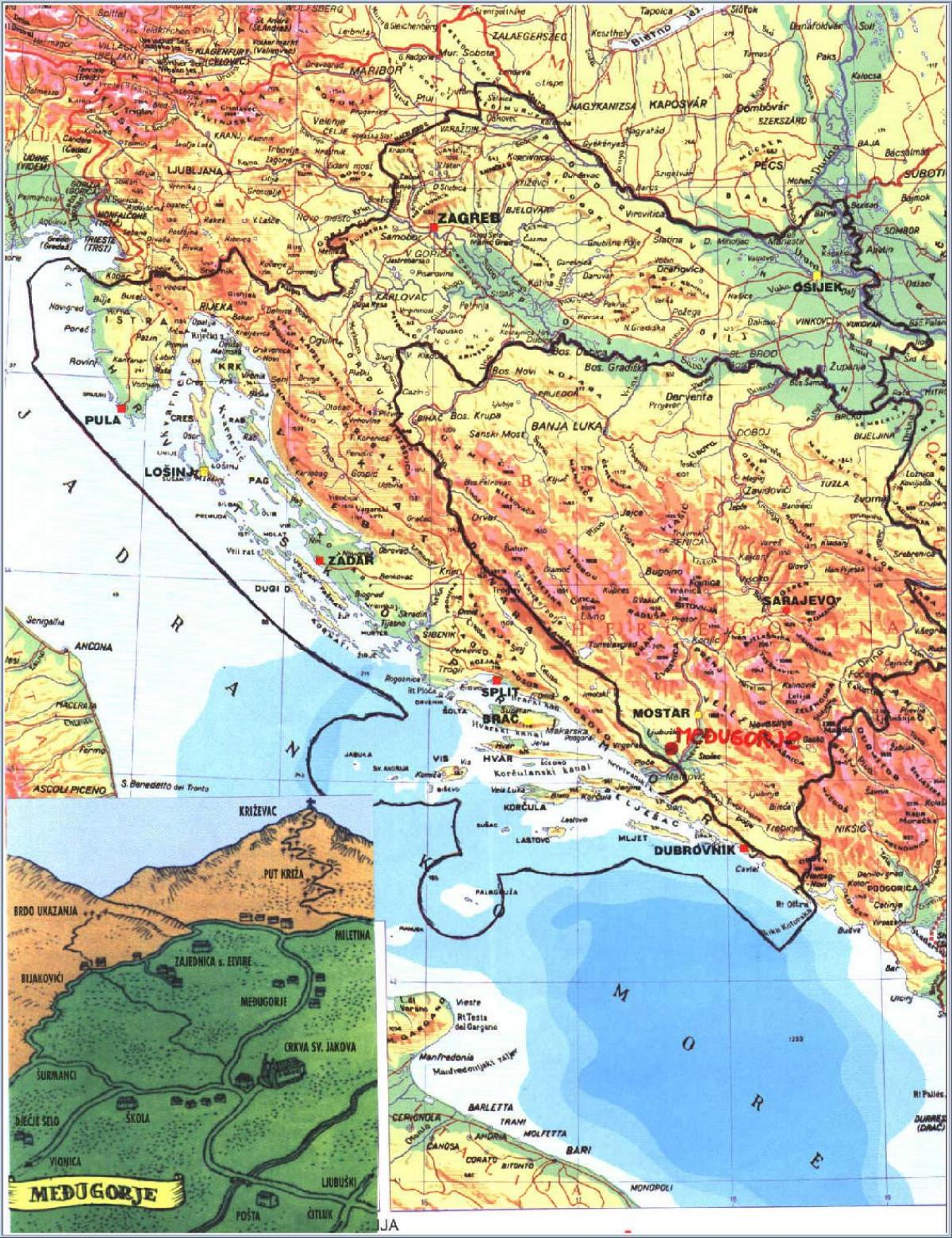 mapa medjugorje Bosnia-Herzegovina