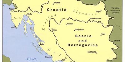 Mapa Bosnia eta Herzegovina eta inguruko herrialdeetan